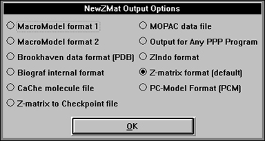 NewZMat Options
