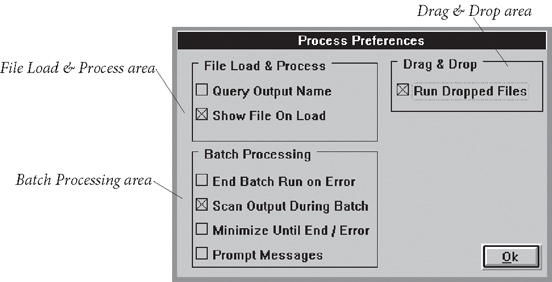 Process Preferences Window
